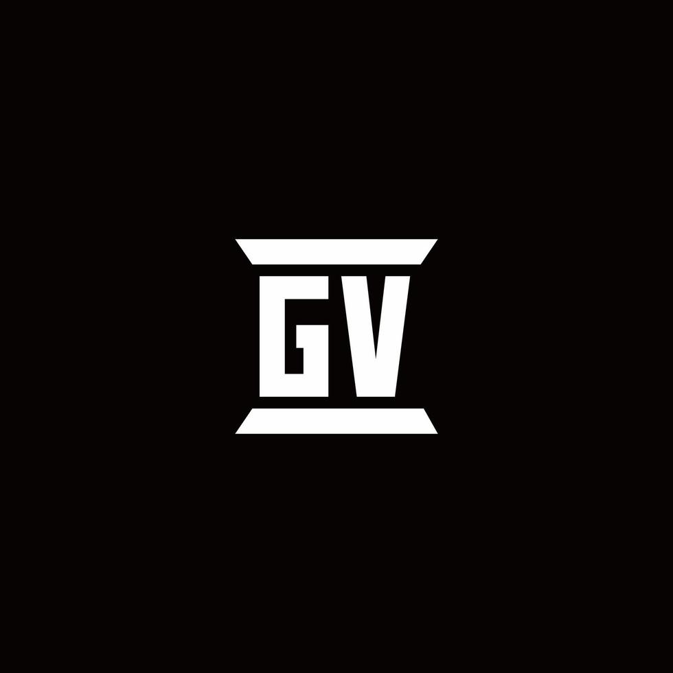 gv logo monogramma con modello di design a forma di pilastro vettore