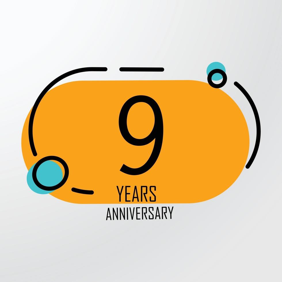 Colore del logo dell'anniversario di 9 anni per la celebrazione vettore