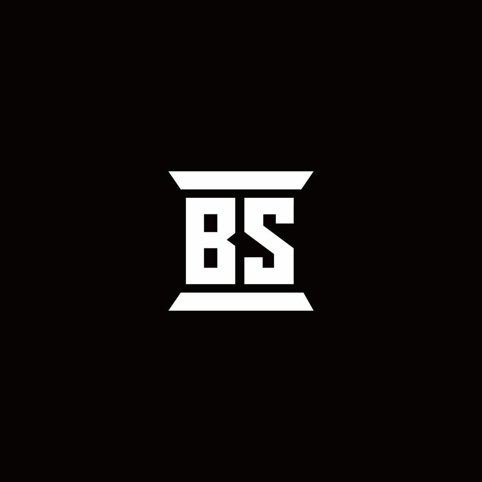 bs logo monogramma con modello di design a forma di pilastro vettore