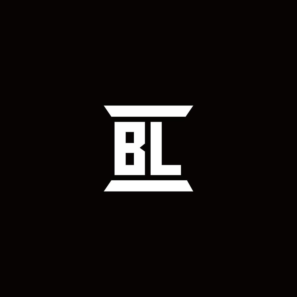 bl logo monogramma con modello di design a forma di pilastro vettore