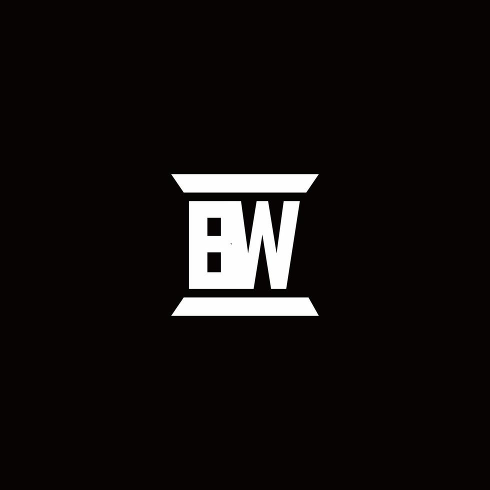 bw logo monogramma con modello di design a forma di pilastro vettore