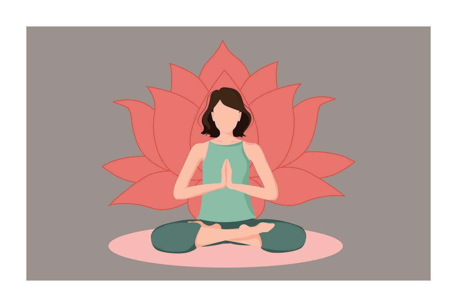 donna seduta nel un' meditazione posizione. chakra meditazione concetto nel rosso colori. vettore illustrazione isolato. buddismo esoterico motivi. uso per spirituale, yoga, sport, sociale media, ragnatela e design.