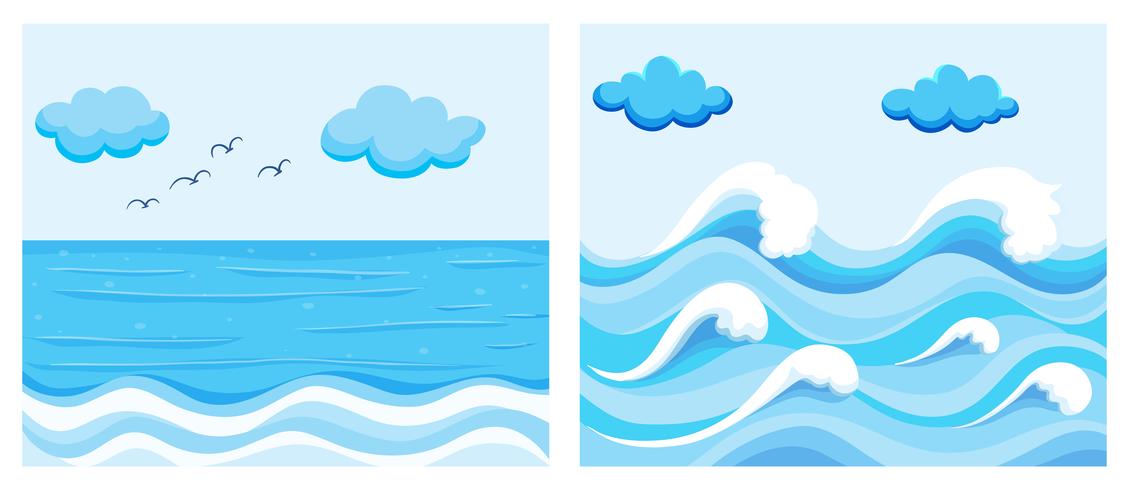 Scena dell&#39;oceano con le onde vettore