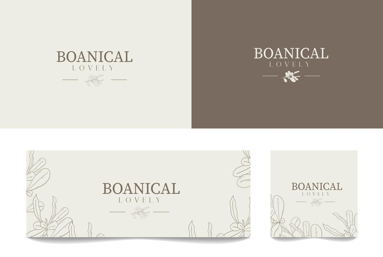 pacchetto logo stile retrò miniaml botanico floreale disegnato a mano vettore