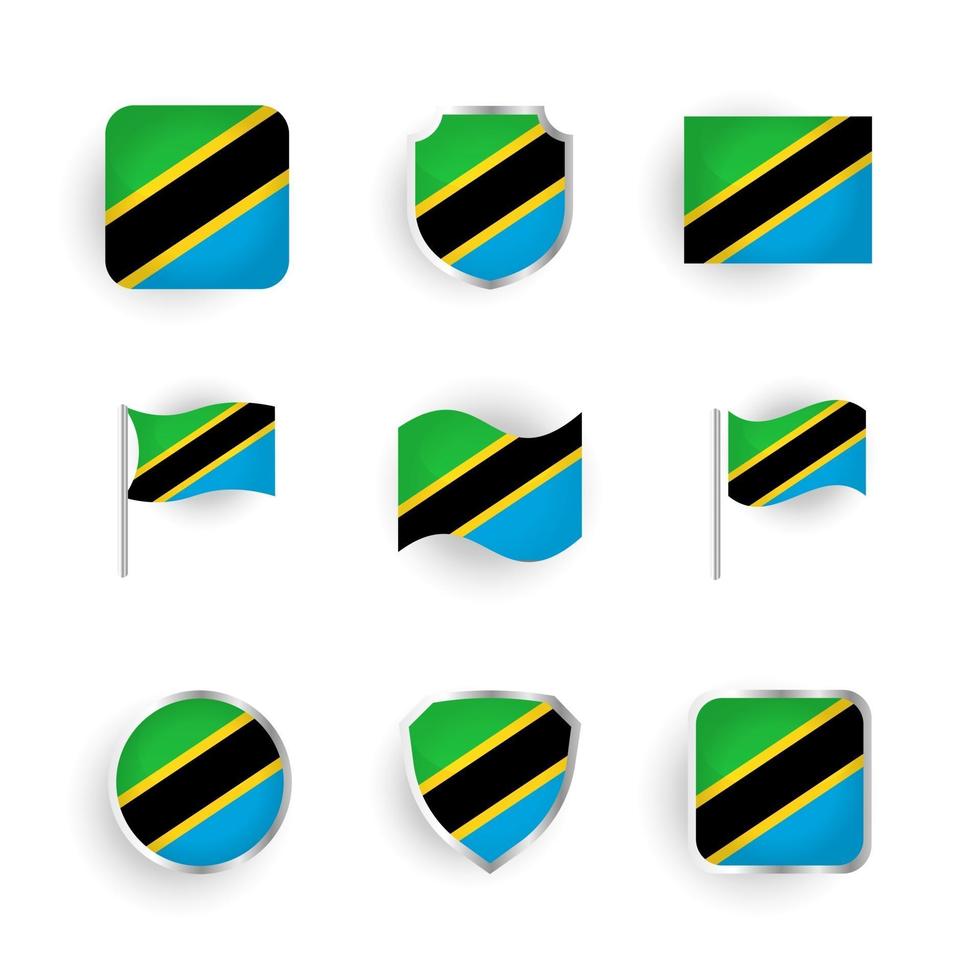 set di icone bandiera tanzania vettore