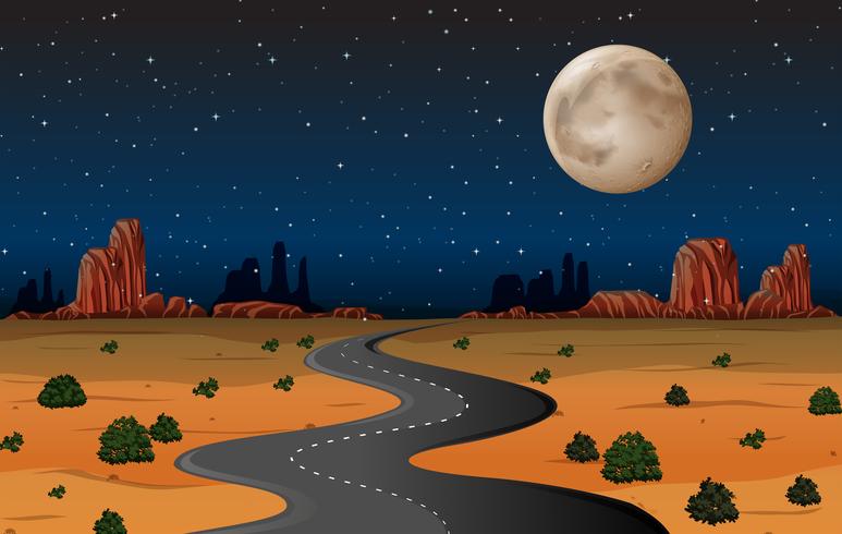 Strada del deserto dell&#39;Arizona alla notte vettore