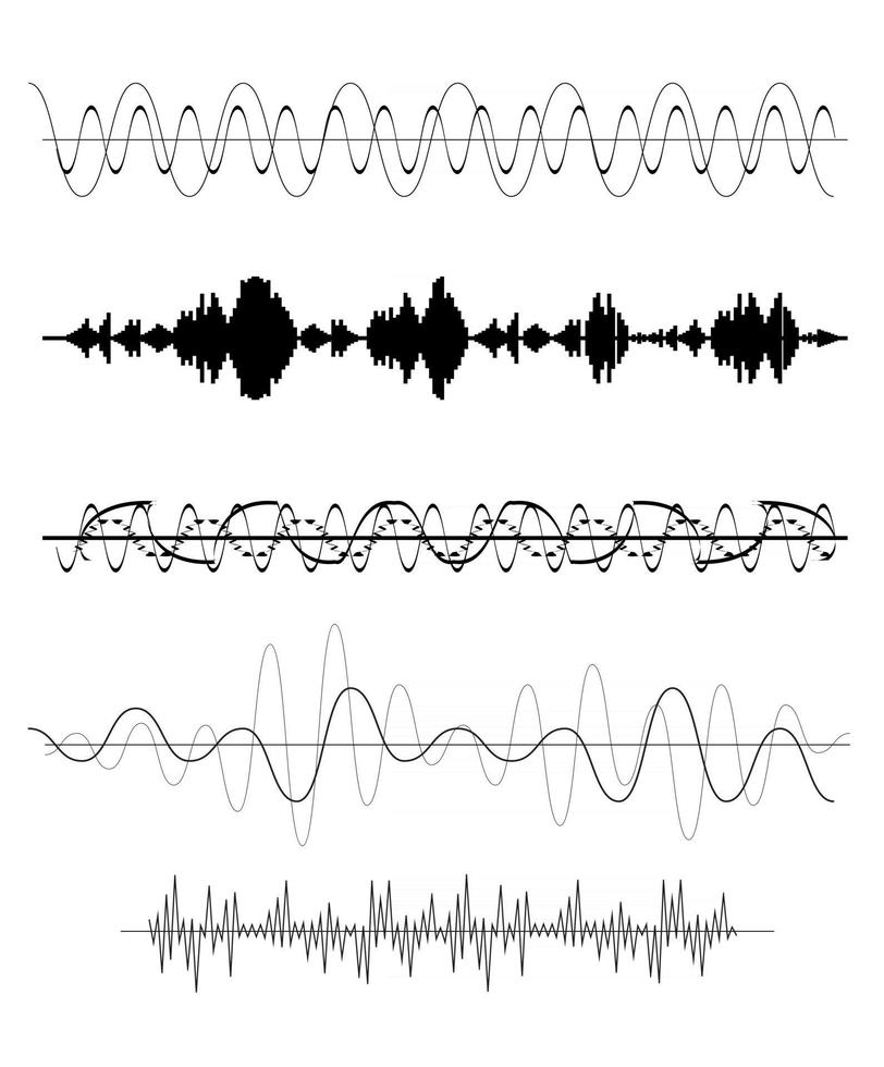 insieme di onde sonore. illustrazione vettoriale. vettore