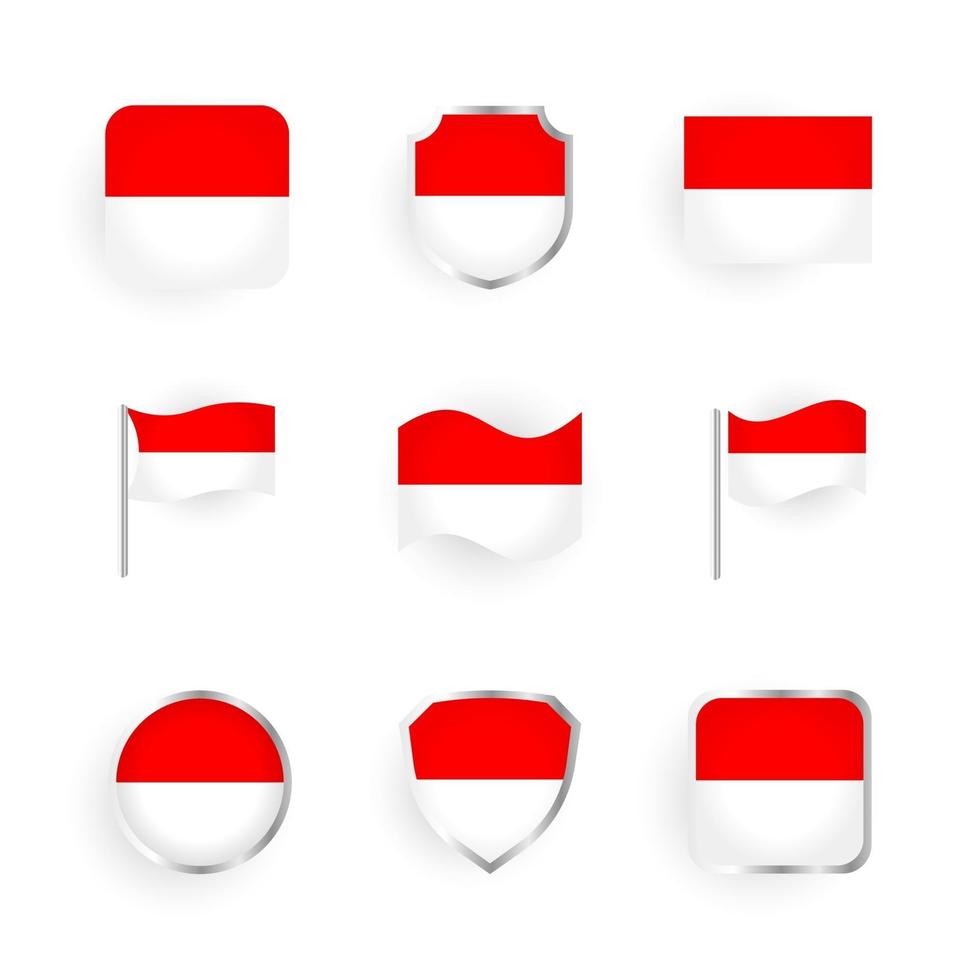set di icone della bandiera dell'indonesia vettore