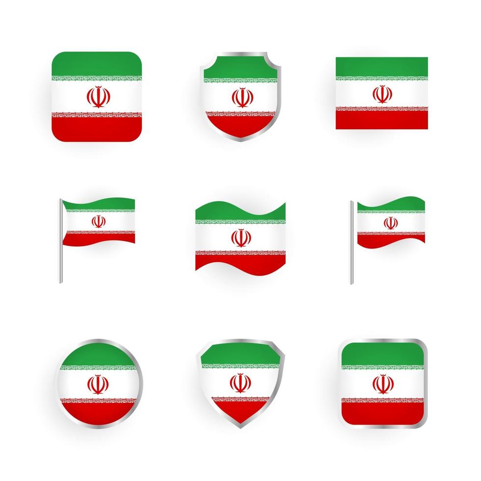 set di icone della bandiera dell'iran vettore