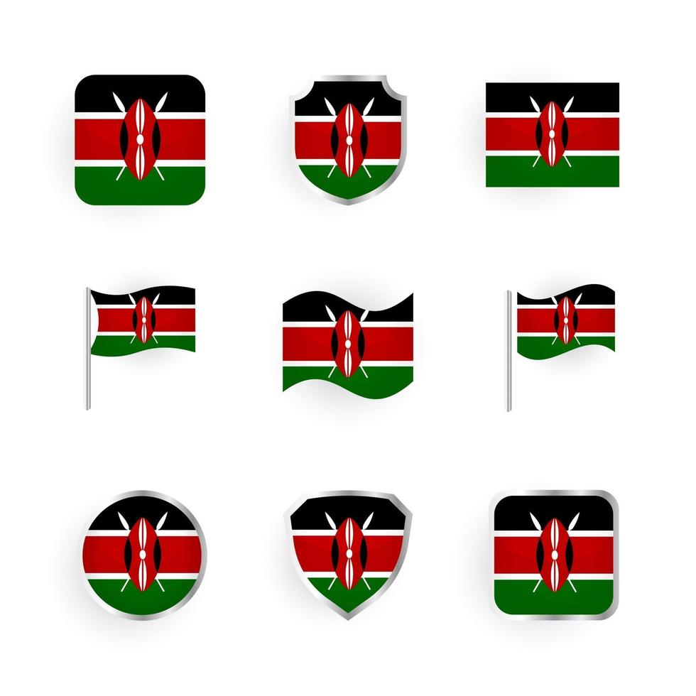 set di icone bandiera kenya vettore