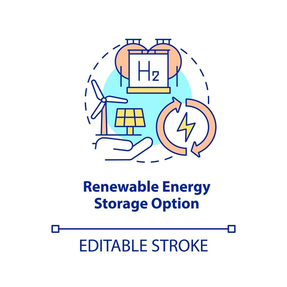 icona del concetto di opzione di stoccaggio di energia rinnovabile vettore