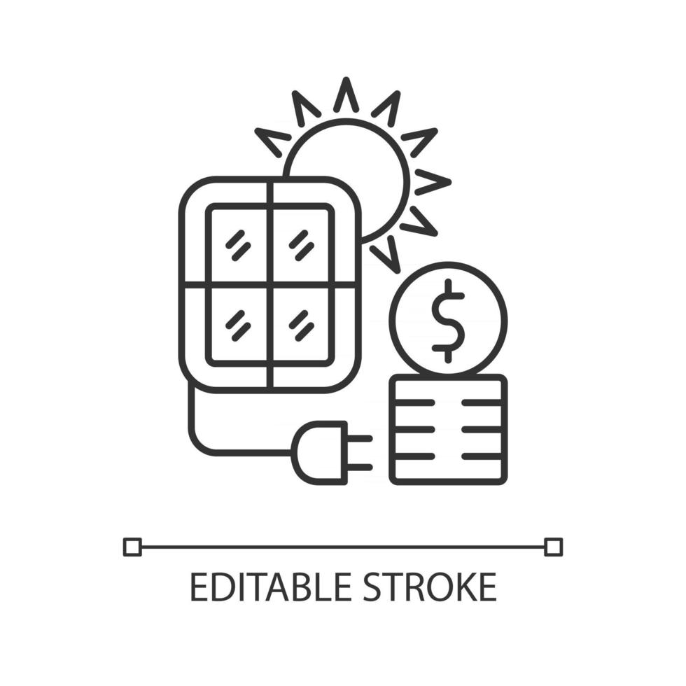 icona lineare del prezzo dell'energia solare vettore