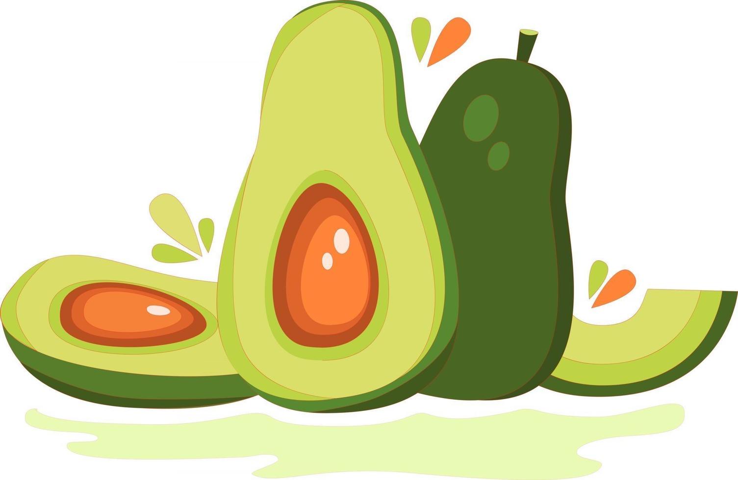 illustrazione vettoriale di avocado, fette di avocado