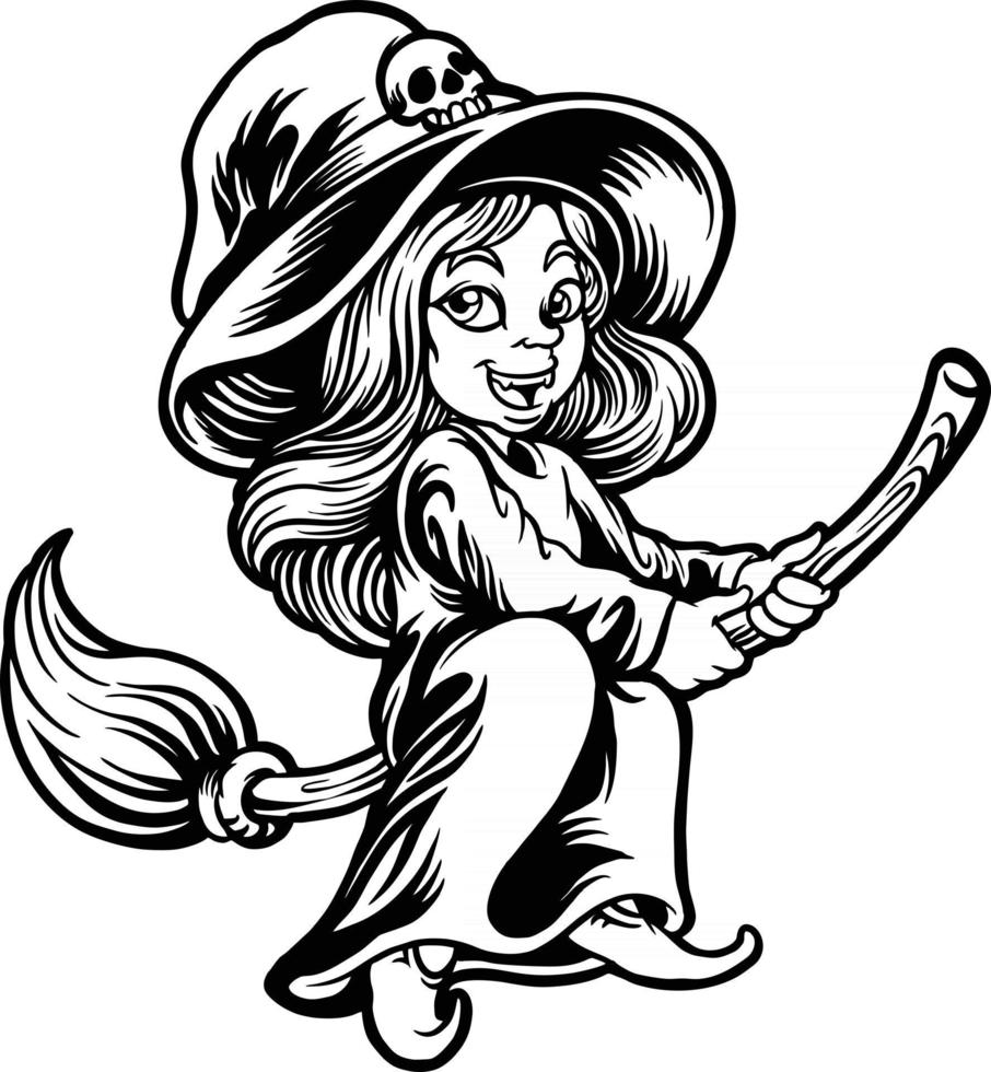 personaggio di halloween strega adolescente con sagoma di cappello vettore