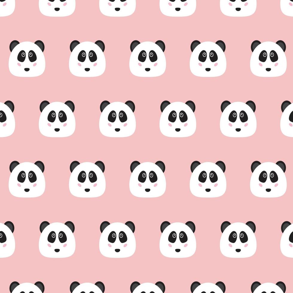 vettore libero del modello senza cuciture del panda con sfondo rosa