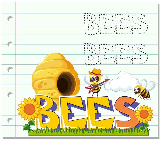Le api volano in giardino vettore