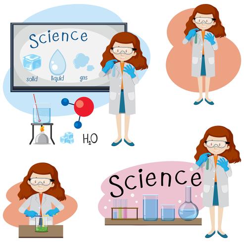 Set di varie scienze della ragazza vettore