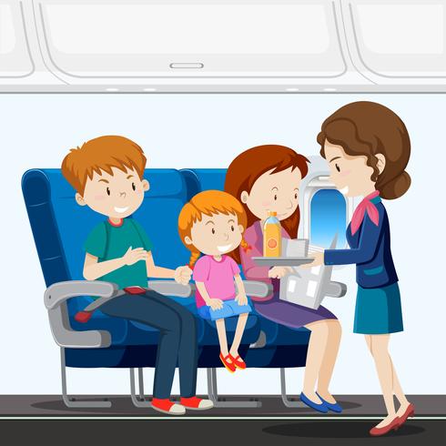 Una famiglia in aereo vettore