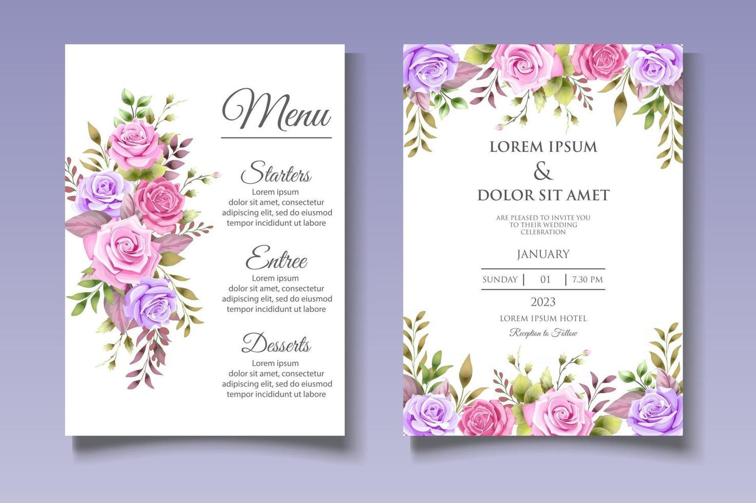 modello di carta di invito matrimonio floreale elegante vettore