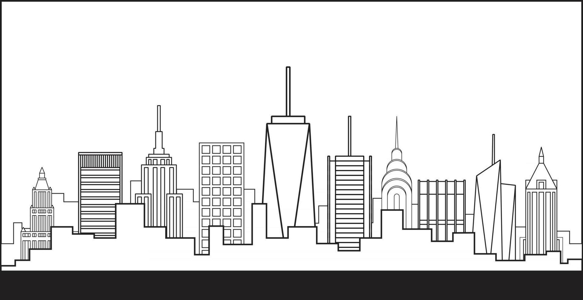 New York City grattacielo skyline semplicità contorno design piatto. vettore