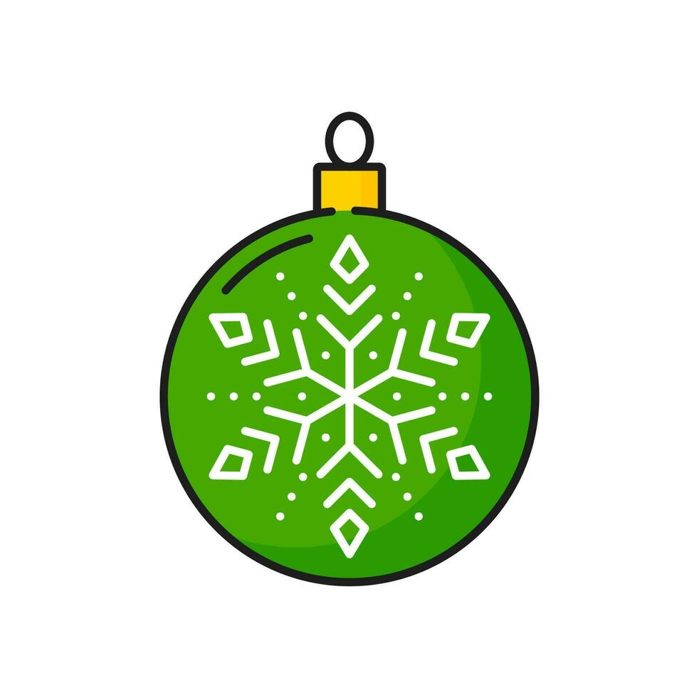 verde Natale palla con fiocco di neve colore icona vettore