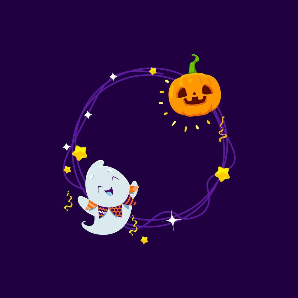 Halloween vacanza telaio con kawaii fantasma, vettore