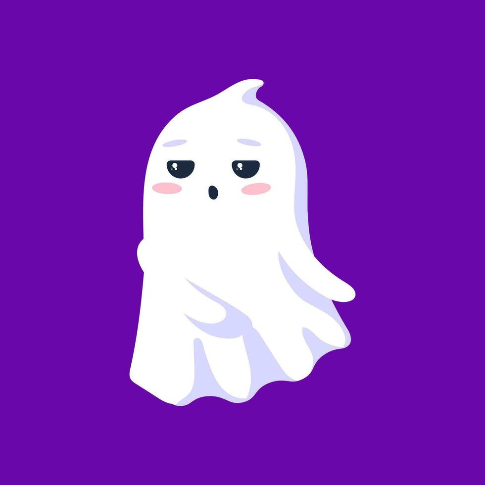 Halloween kawaii fantasma con carino roseo guance vettore