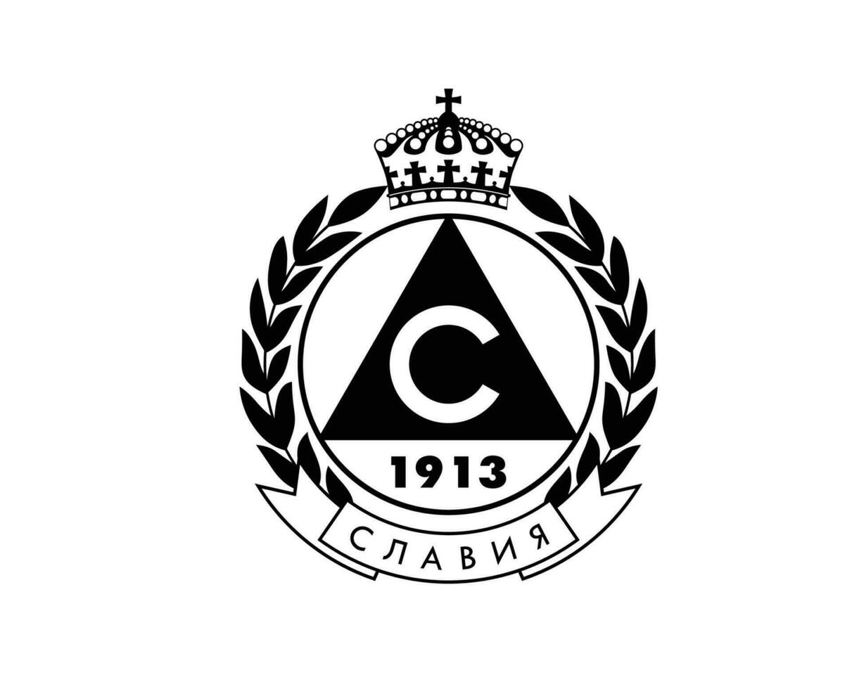 slavia Sofia club logo simbolo nero bulgaria lega calcio astratto design vettore illustrazione