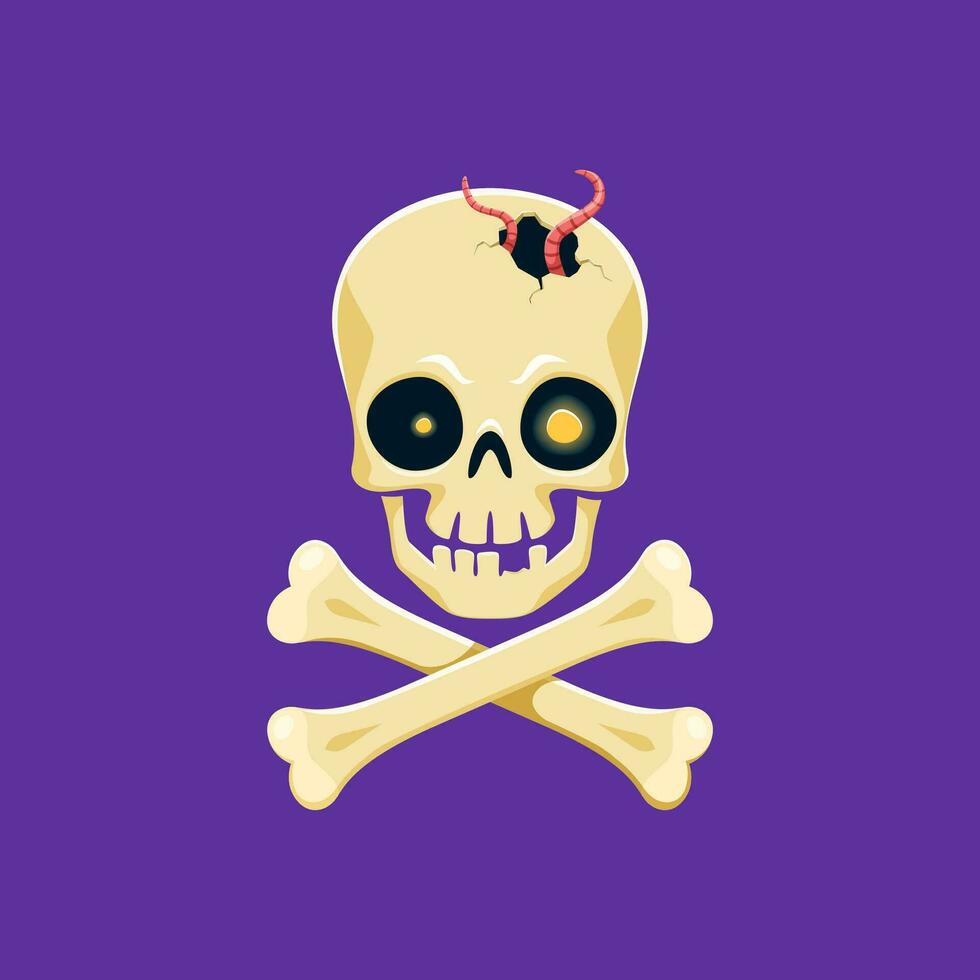 Halloween cranio, orrore notte vacanza cartone animato icona vettore