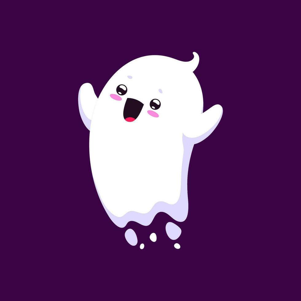 cartone animato Halloween kawaii fantasma, fantasma personaggio vettore