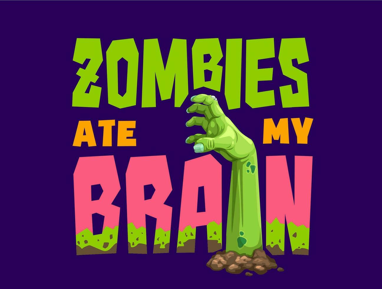 Halloween citazione zombie mangiò mio cervello vettore frase
