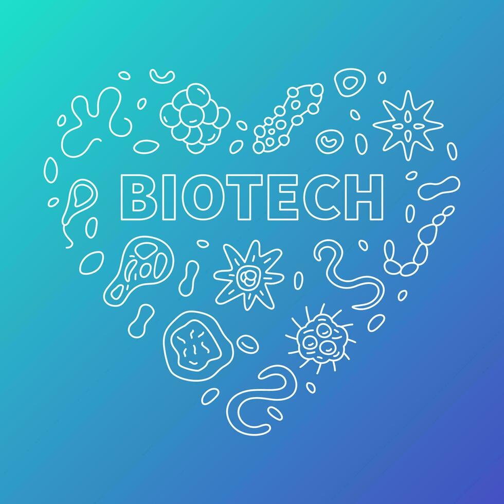 biotech concetto schema vettore cuore sagomato moderno bandiera - biotecnologia illustrazione
