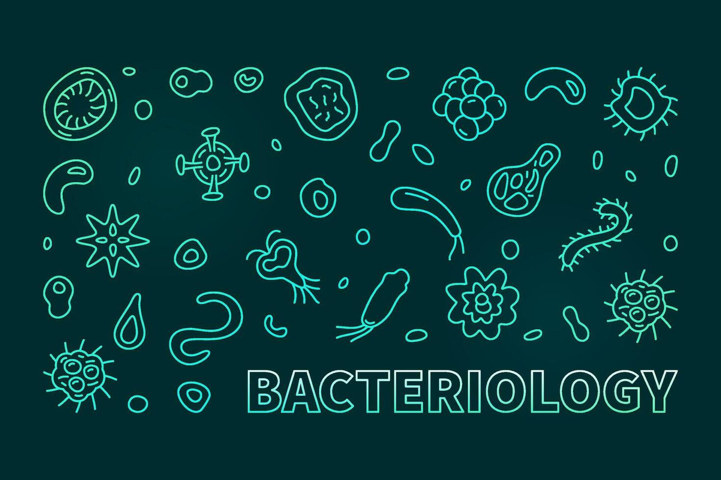 batteriologia vettore microbiologia scienza concetto lineare colorato orizzontale bandiera