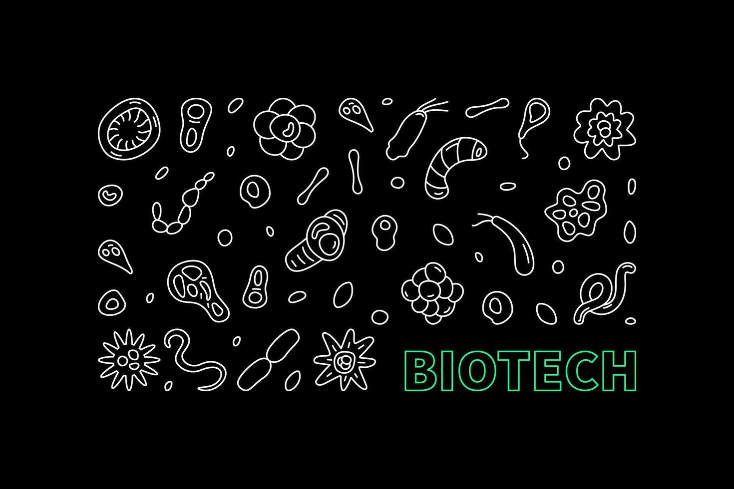 biotech concetto schema vettore orizzontale buio bandiera - biotecnologia illustrazione