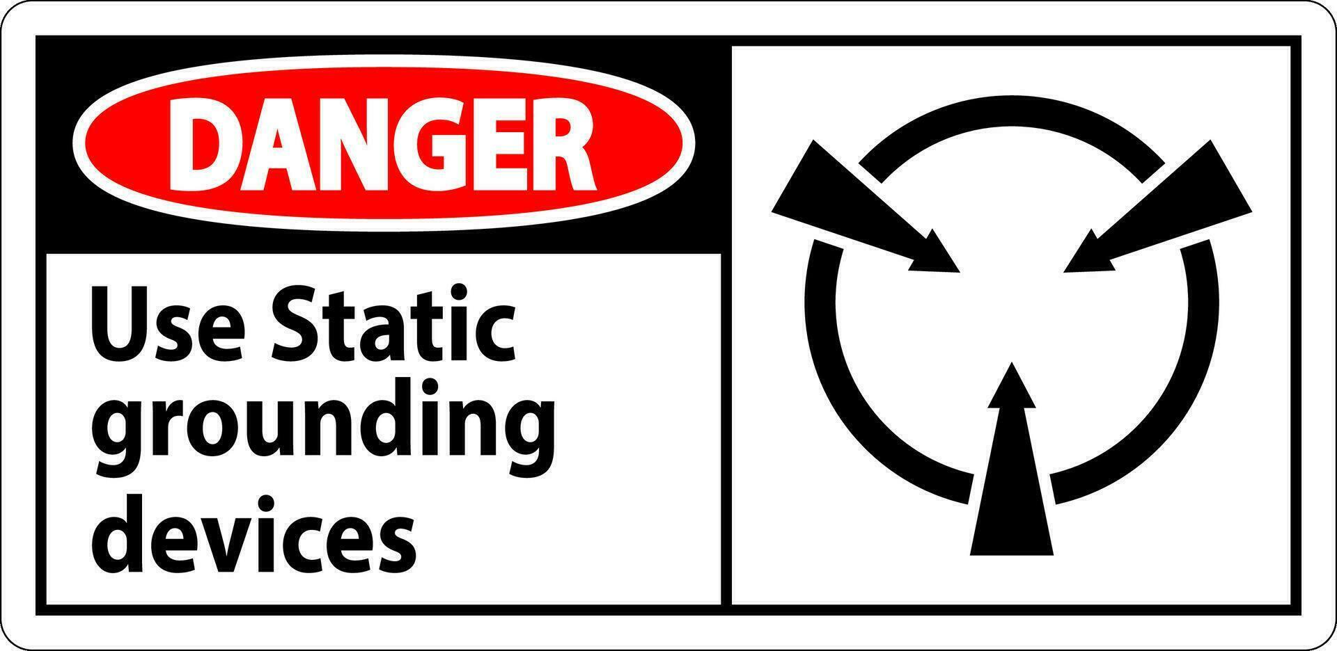 Pericolo cartello uso statico messa a terra dispositivi vettore