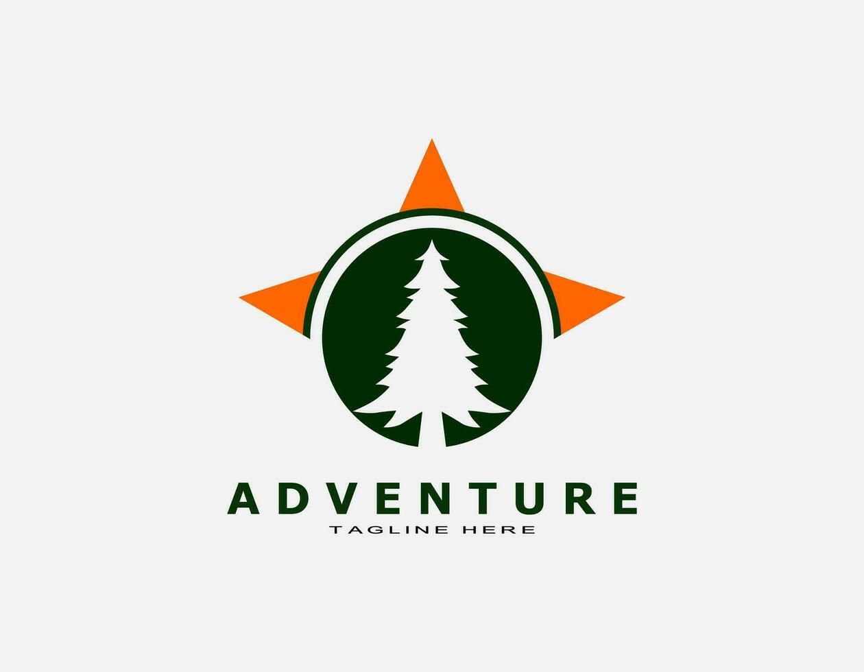 avventura logo con verde pino e bussola. semplice cerchio design adatto per viaggiare, viaggio, animali selvatici. vettore