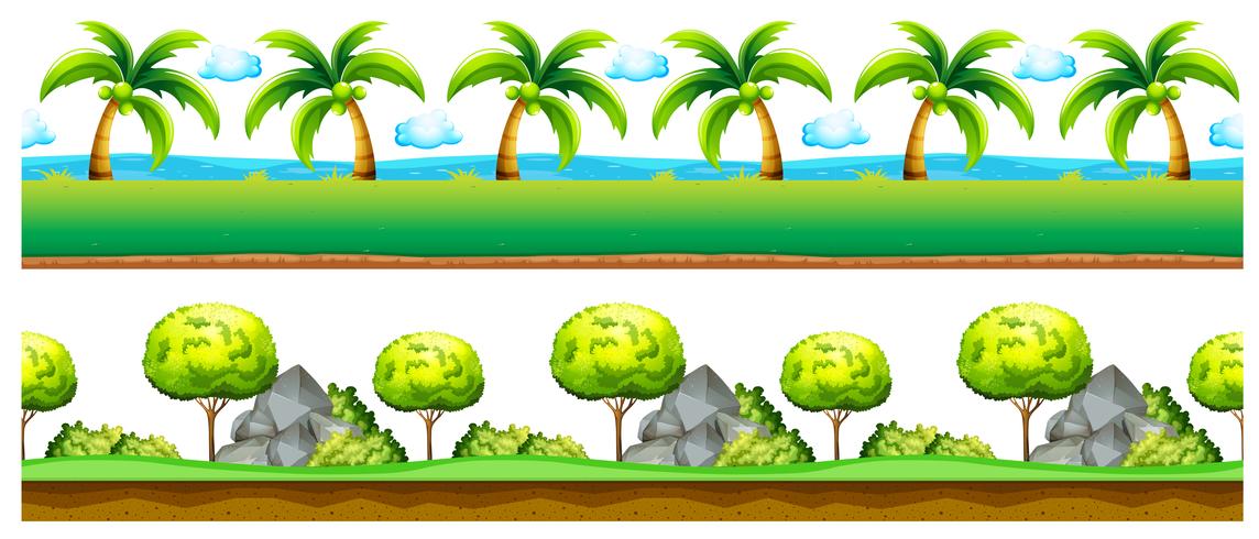 Sfondo senza soluzione di continuità con alberi nel parco vettore