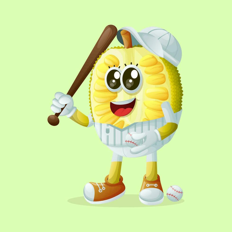 jackfruit personaggio giocando baseball vettore