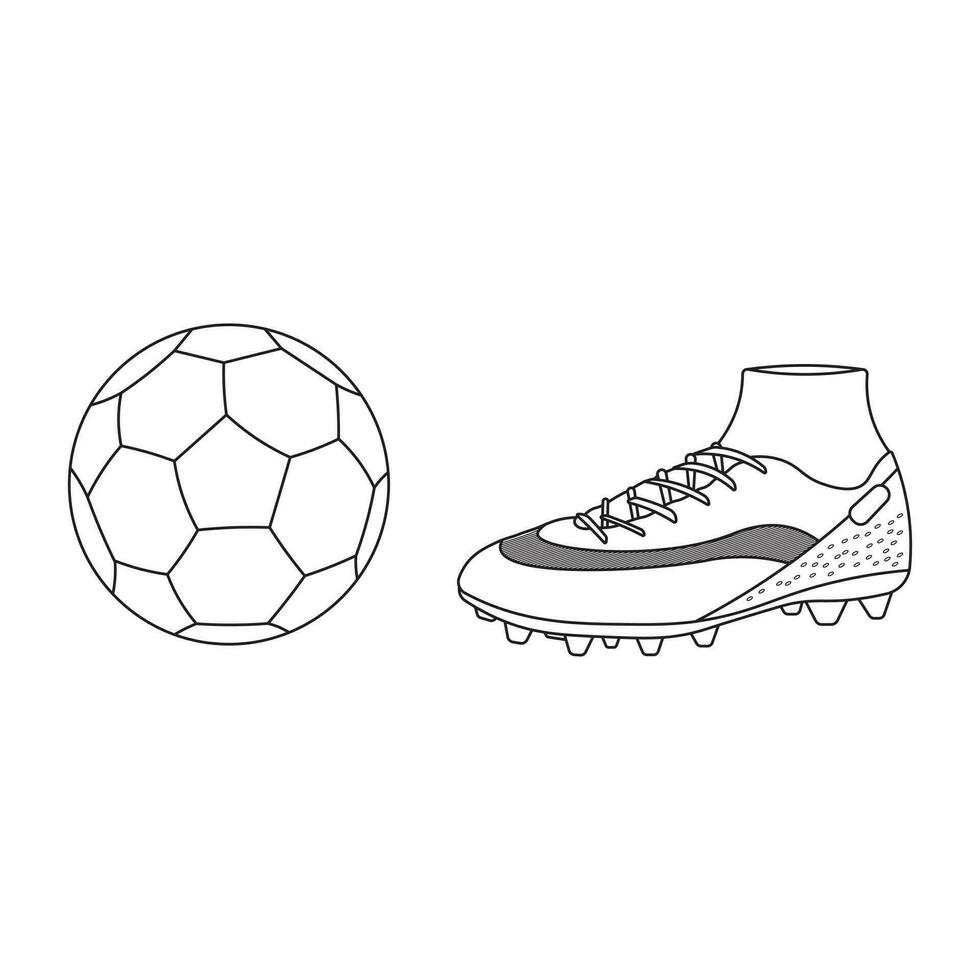 mano disegnato cartone animato vettore illustrazione calcio palla e sport scarpa icona isolato su bianca sfondo