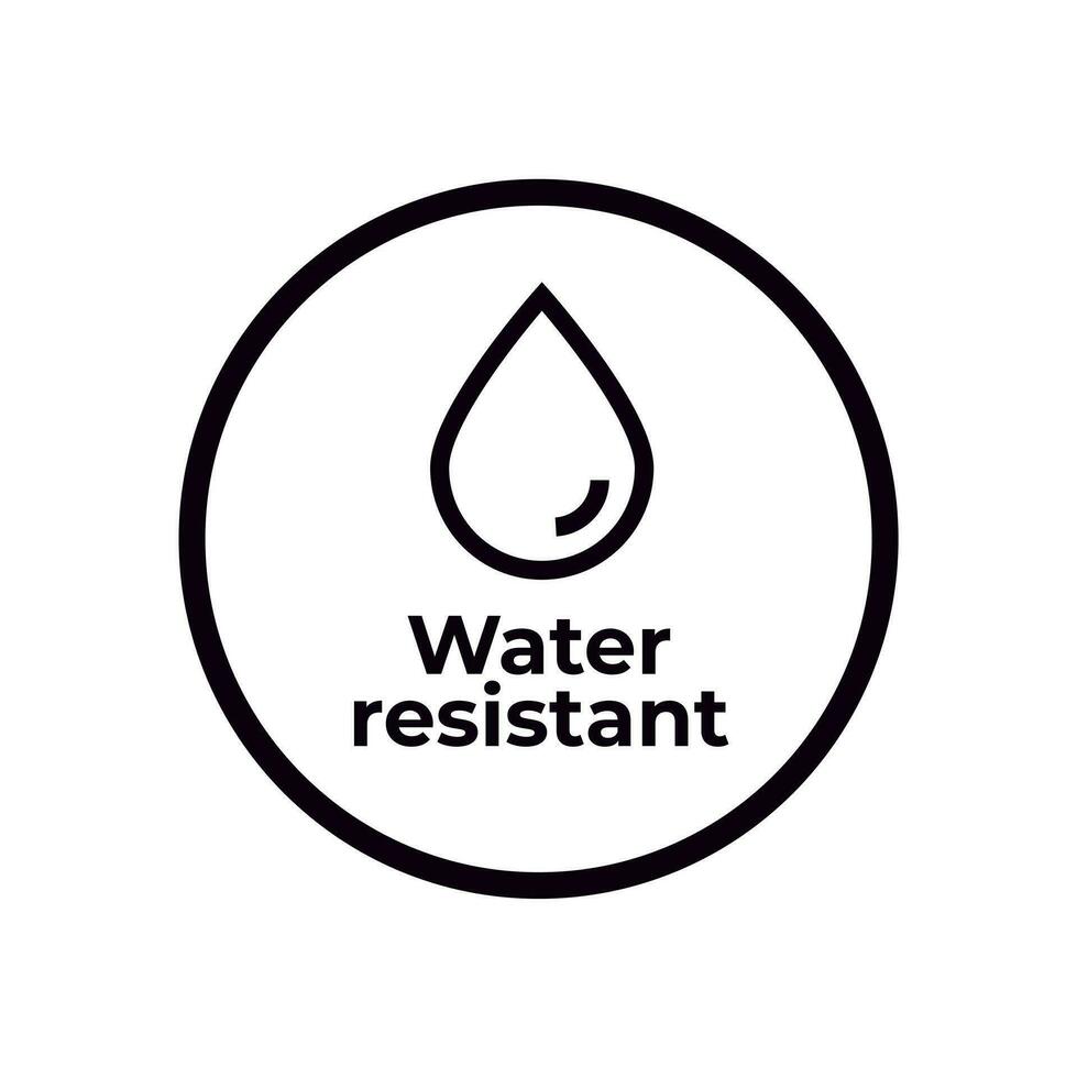 acqua resistente linea icona vettore. simbolo per crema solare o protezione solare prodotti. per cosmetico confezione vettore