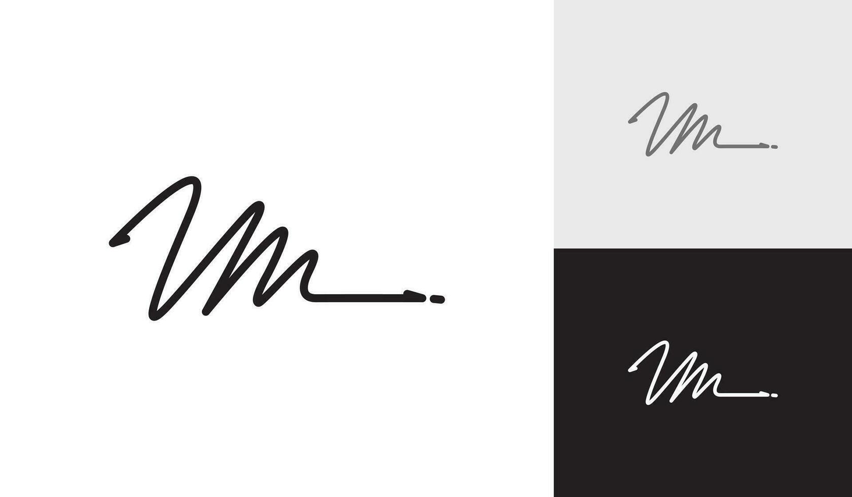 scrittura a mano firma lettera vm logo design vettore