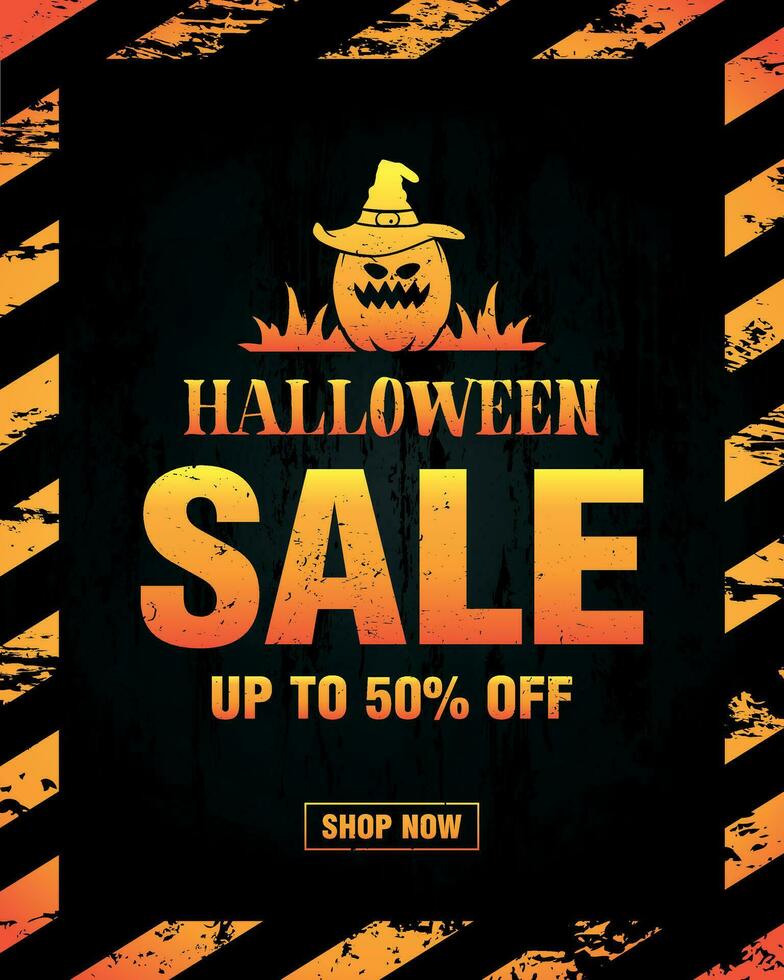 Halloween vendita 50 via sconto, grunge design stile nero bandiera vettore