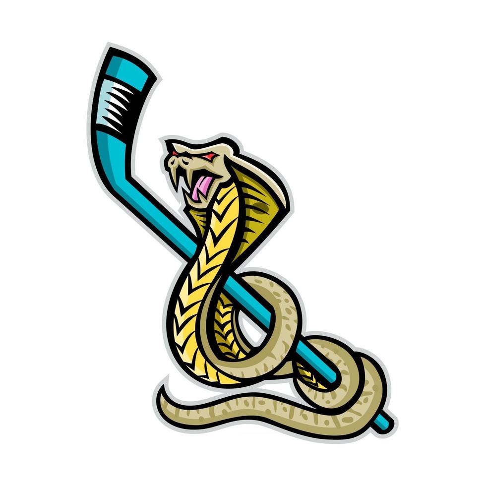 cobra mazza da hockey su ghiaccio mascotte retrò vettore