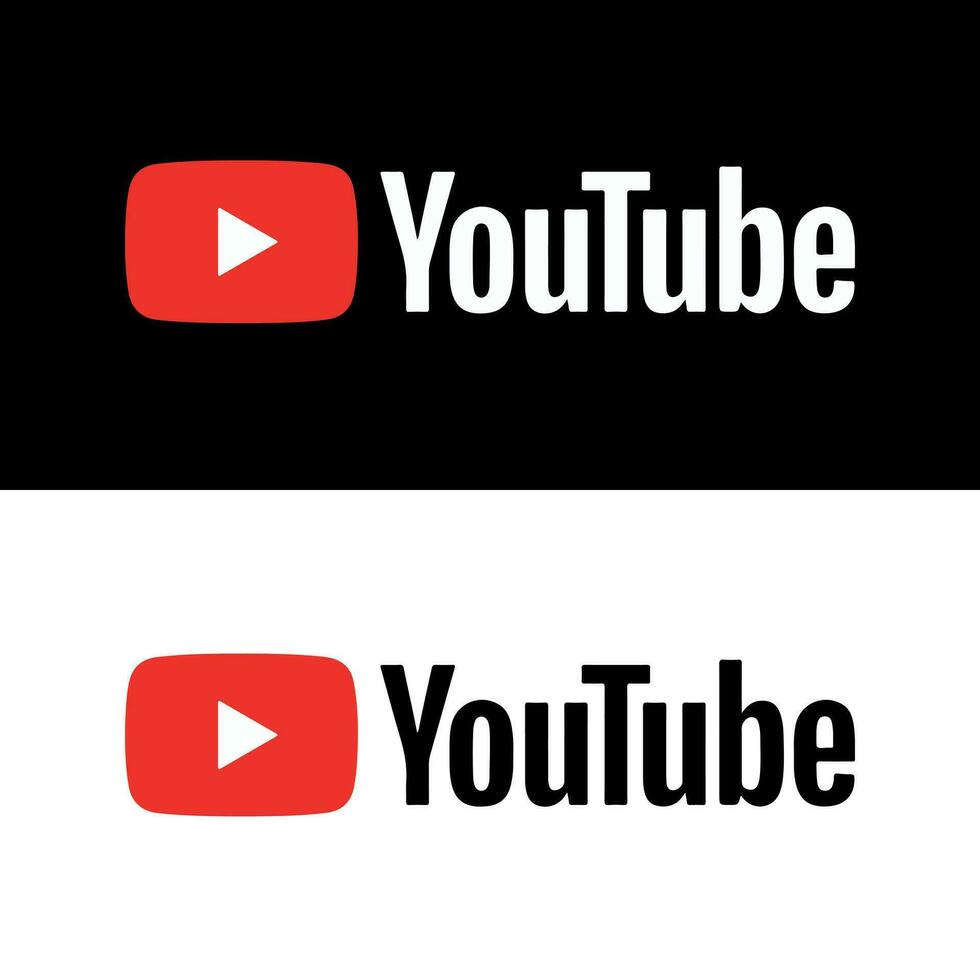 Youtube logo, nero sfondo vettore