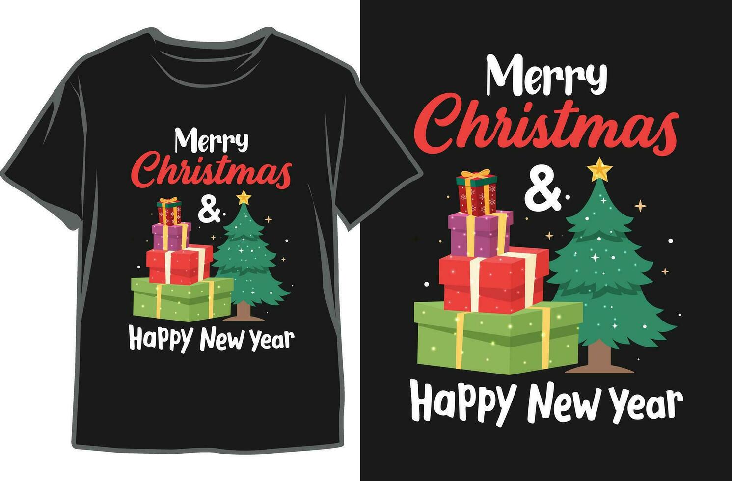 allegro Natale e contento nuovo anno-natale maglietta design vettore