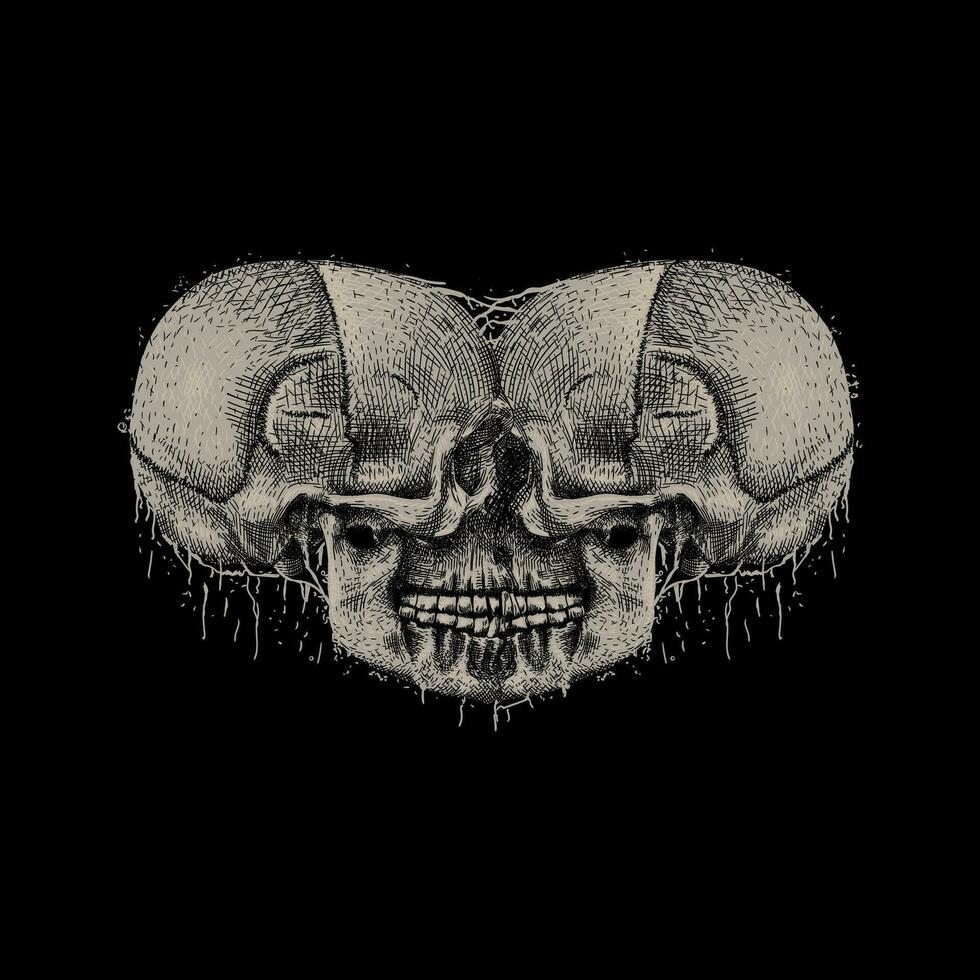mano disegnato Morte metallo cranio illustrazione vettore