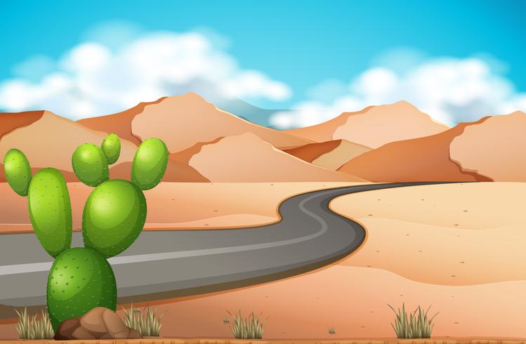 Viaggio su strada nel deserto vettore