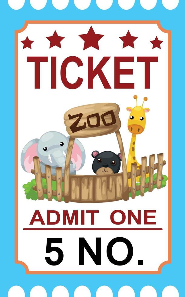 illustrazione del biglietto zoo isolato vettore