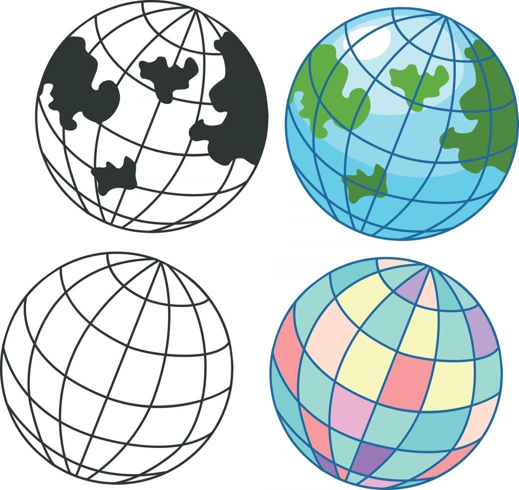 illustrazione dell'insieme dell'icona del globo vettore