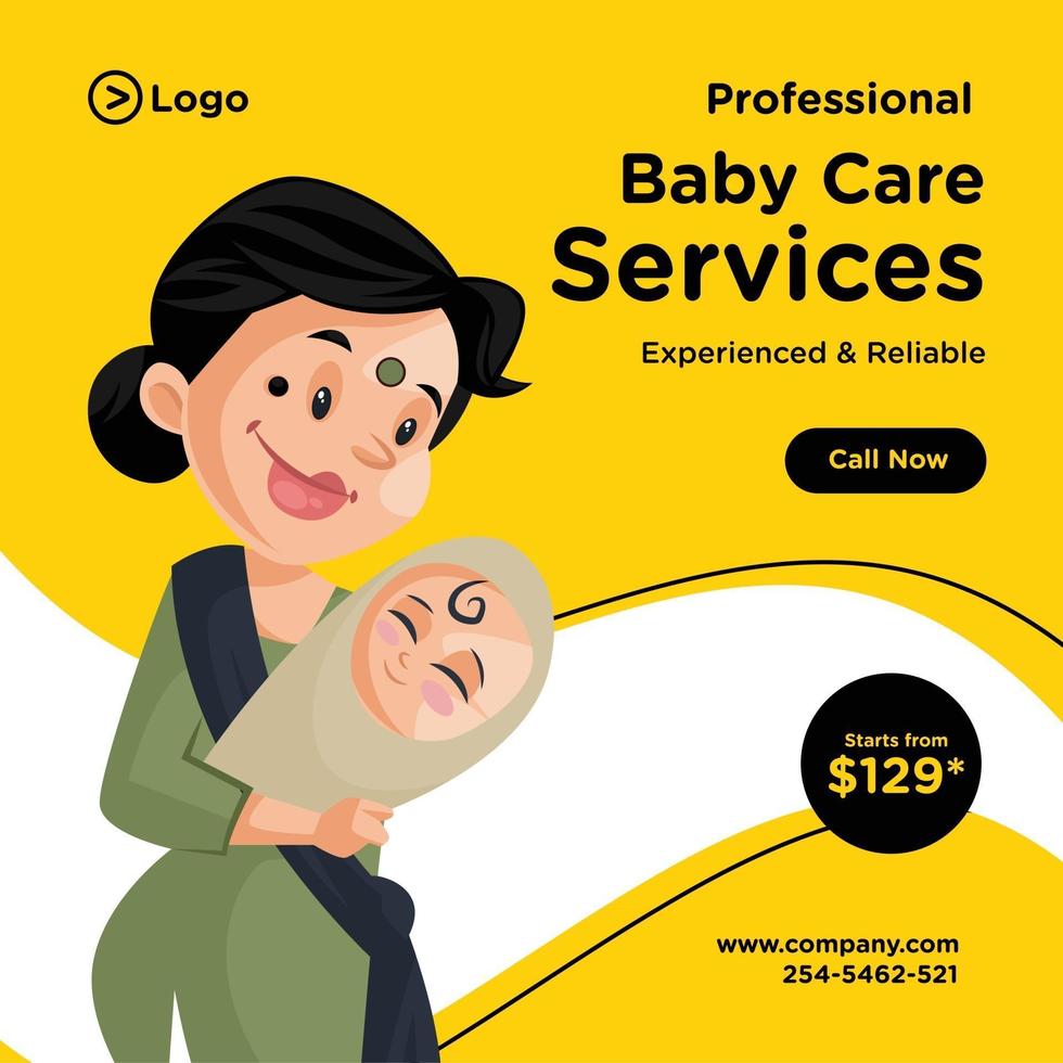 design professionale di banner per servizi di cura del bambino vettore